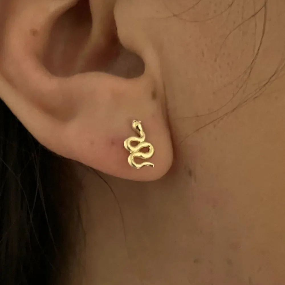 14k real gold snake earrings , stud earrings perfect gift
